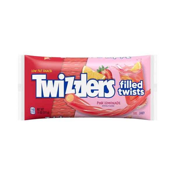 slide 1 of 1, Twizzlers Filled Twists Pink Lemonade Flavored Licorice Style, Candy Bag, 11 oz, 11 oz