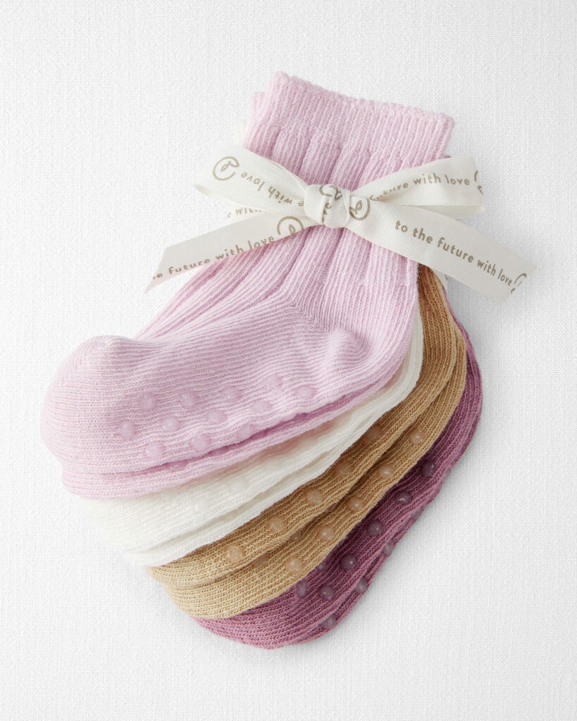slide 2 of 2, Littleplanet Baby Girl Toddler Girl 4-Pack No-Slip Socks Made with Organic Cotton Multi 0-3, 1 ct