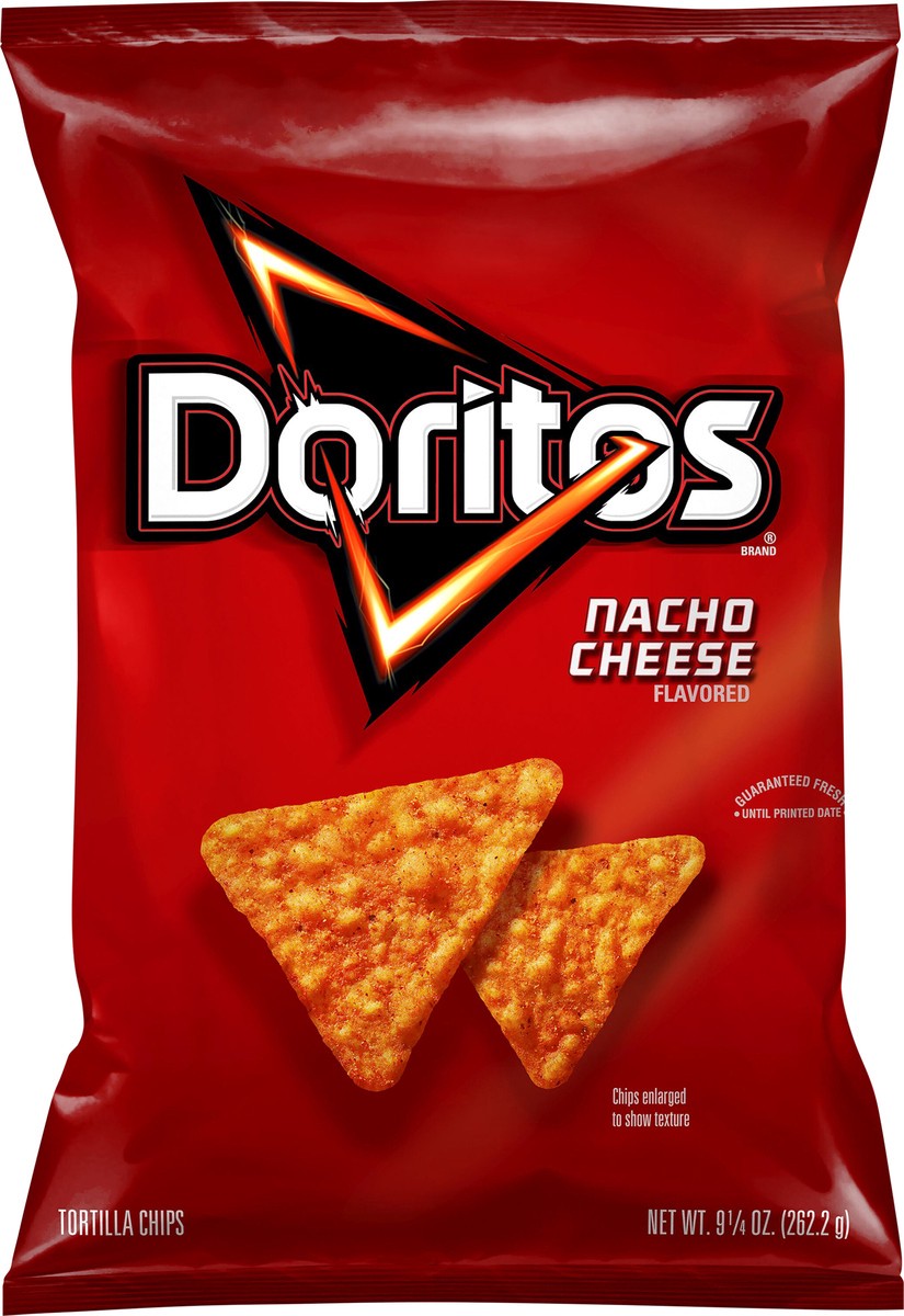 slide 1 of 1, Doritos Nacho Cheese Tortilla Chips, 9.25 oz