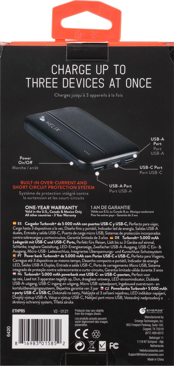 slide 5 of 9, Helix TuboVolt+ 5000 mAh Portable Size Power Bank 1 ea, 1 ct