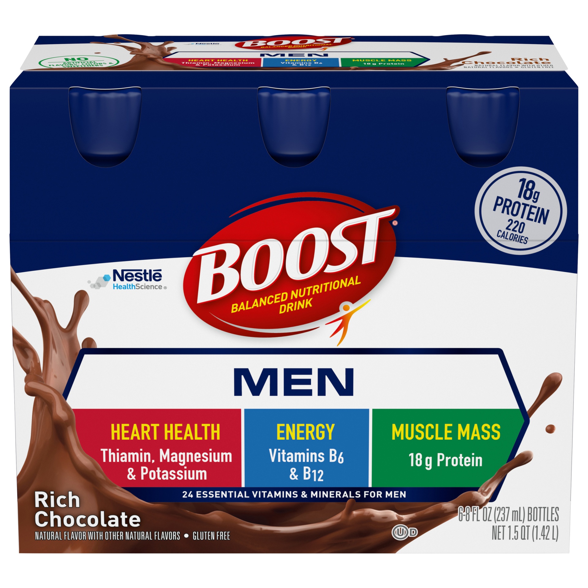 slide 1 of 1, Boost Men Rich Chocolate, 6 ct; 8 fl oz