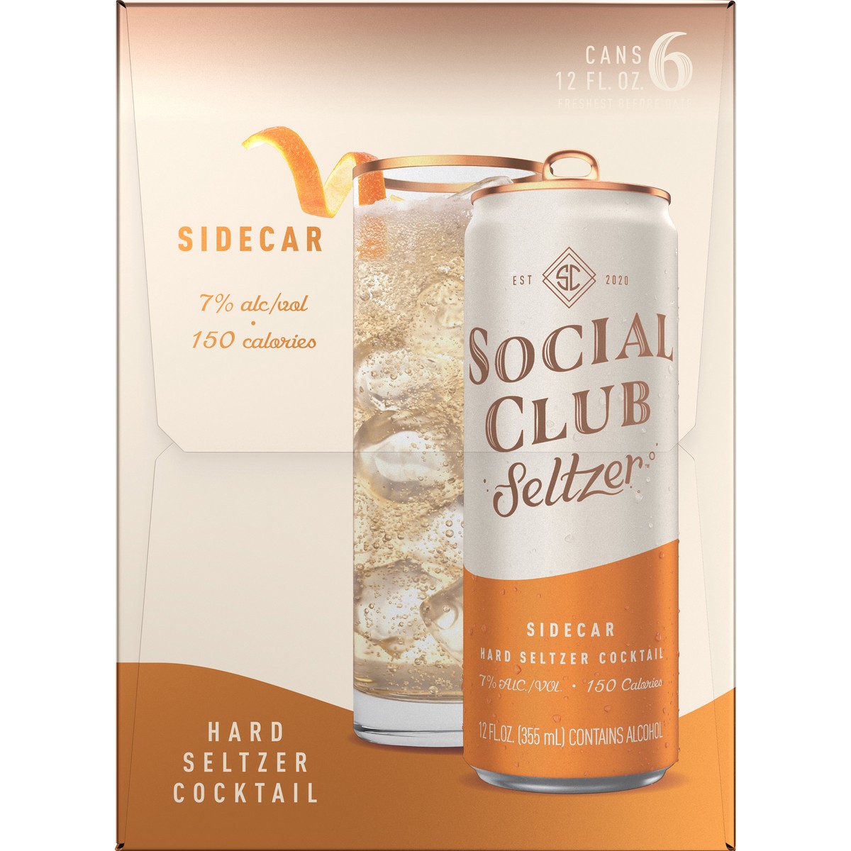 slide 7 of 7, Social Club Seltzer Sidecar Hard Seltzer Cocktail, 6 ct; 12 oz