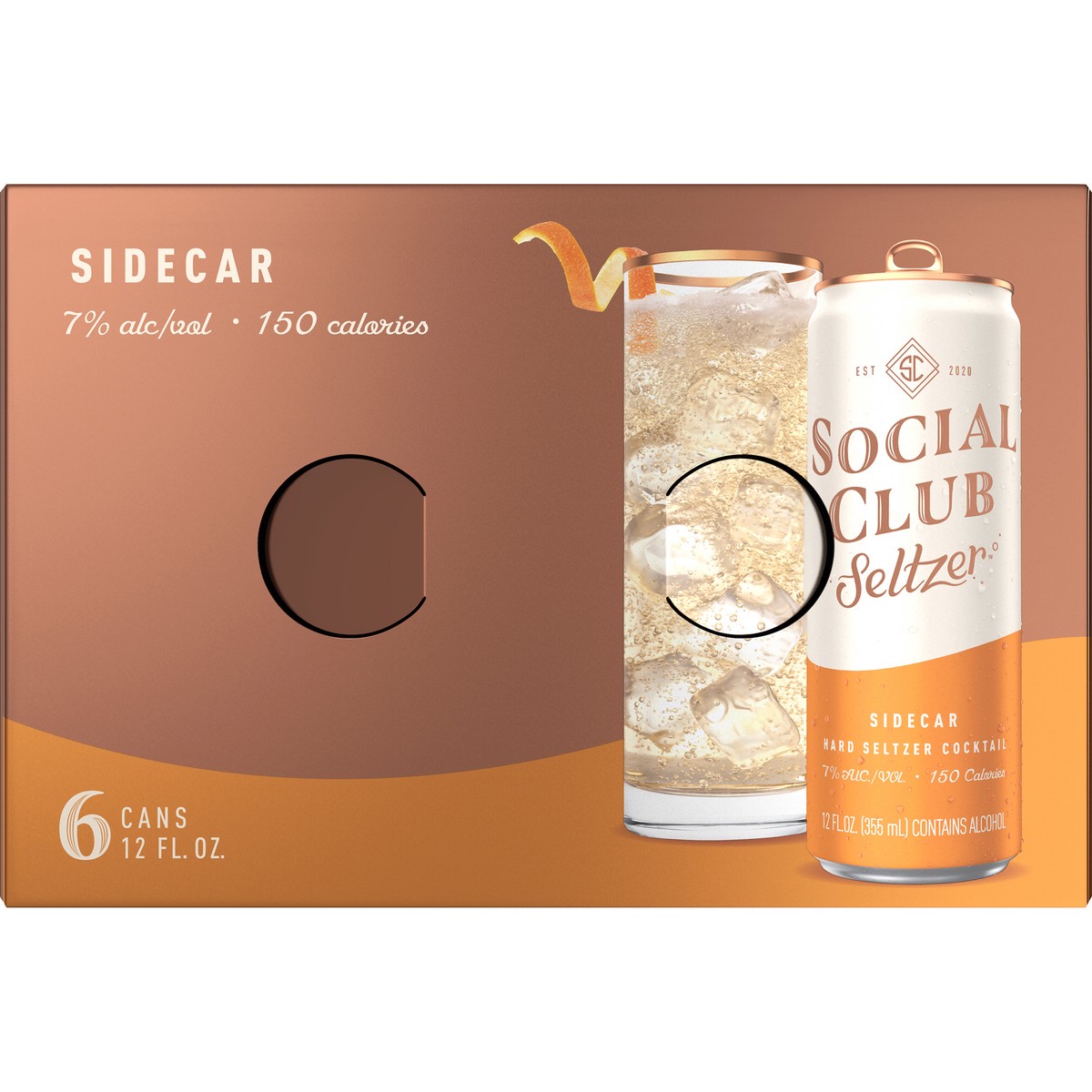 slide 5 of 7, Social Club Seltzer Sidecar Hard Seltzer Cocktail, 6 ct; 12 oz