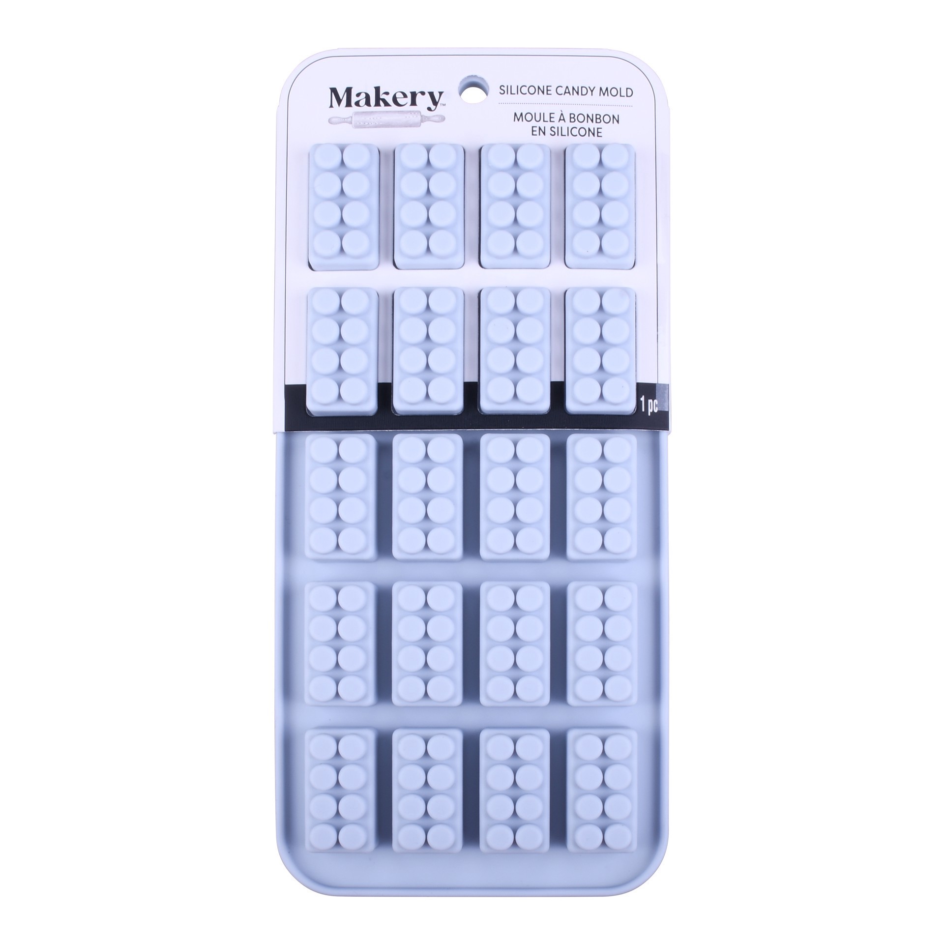 slide 4 of 4, Toy Bricks Silicone Candy Mold By Makery, 8.87 in x 0.59 in