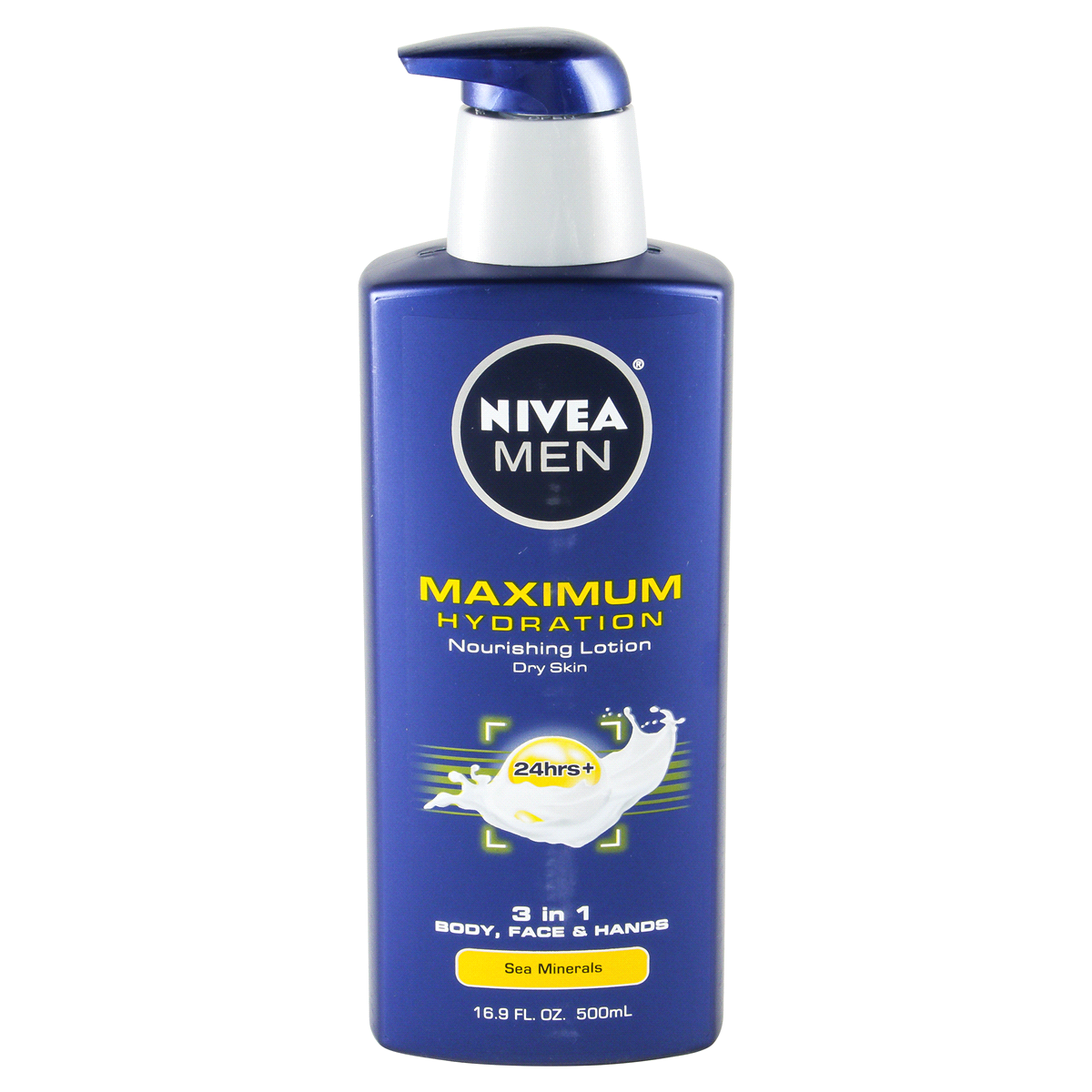 slide 1 of 7, Nivea Men Maximum Hydration Sea Minerals 3-in-1 Body, Face and Hands Nourishing Lotion, 16.9 oz