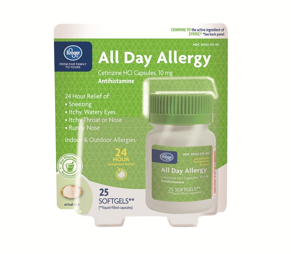 slide 1 of 1, Kroger All Day Allergy Relief Softgels 10Mg, 25 ct