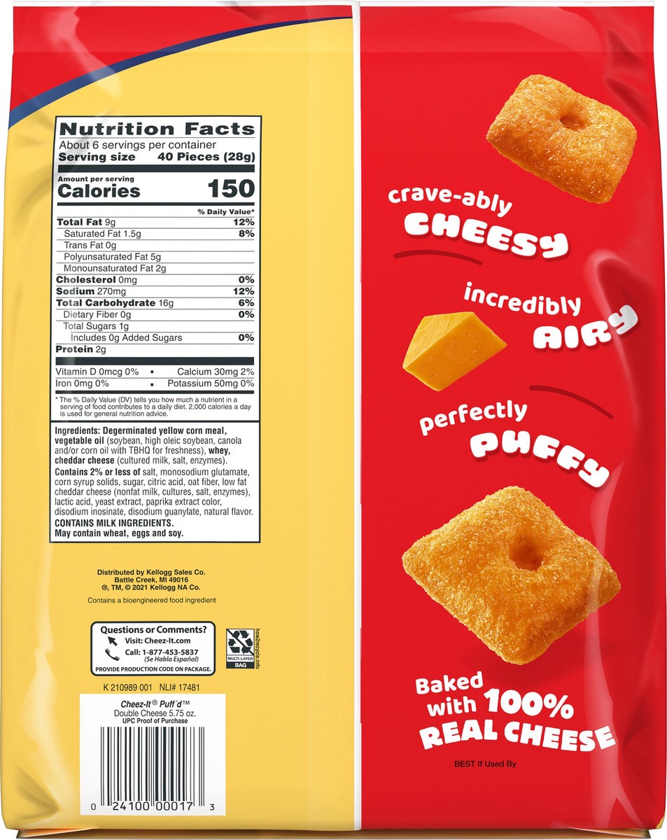 slide 7 of 8, Cheez-It Puff'd™ Double Cheese Cheesy Baked Snacks, 5.75 oz