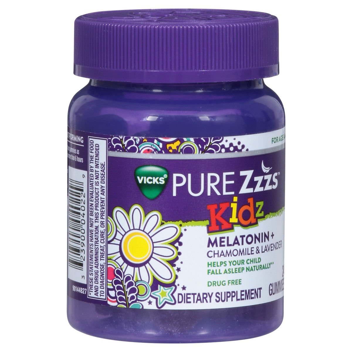 slide 7 of 9, VICKS PURE Zzzs Kidz, Melatonin Sleep Aid Gummies for Kids and Children, Helps Your Child Fall Asleep Naturally, Low Dose Melatonin, 24 Gummies, 24 ct