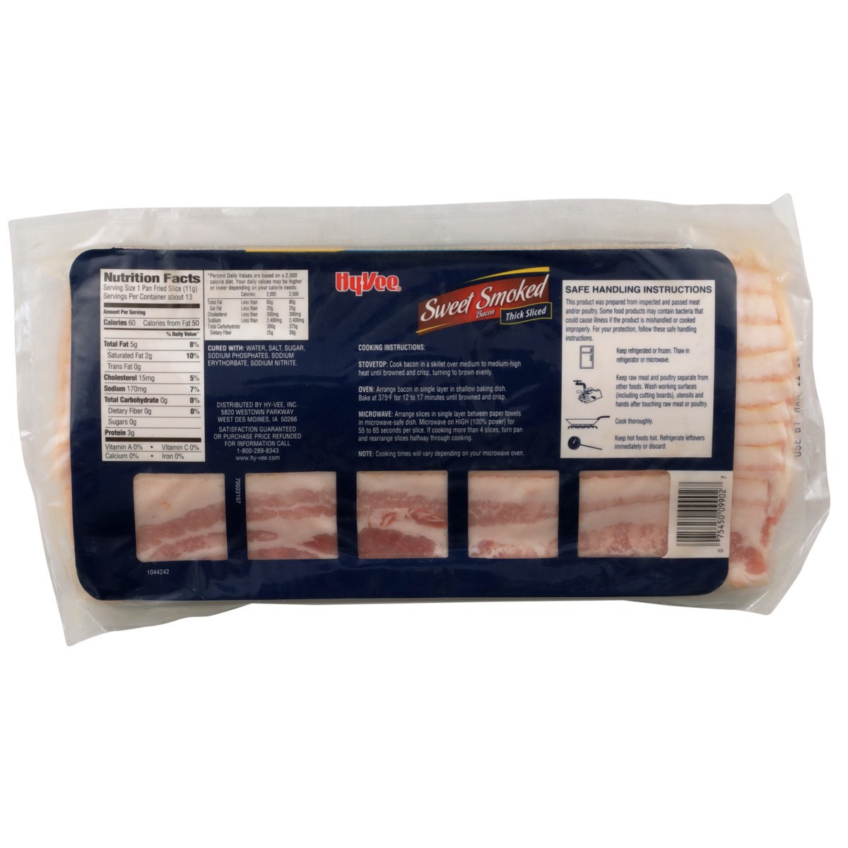 slide 8 of 8, Hy-vee Sweet Smoked Thick Sliced Bacon, 16 oz