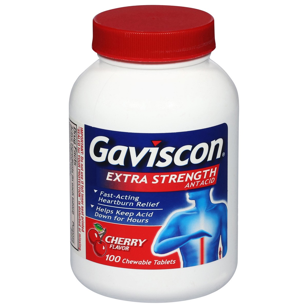 slide 1 of 5, Gaviscon Extra-Strength Cherry Flavor Antacid 100 Chewable Tablets, 100 ct