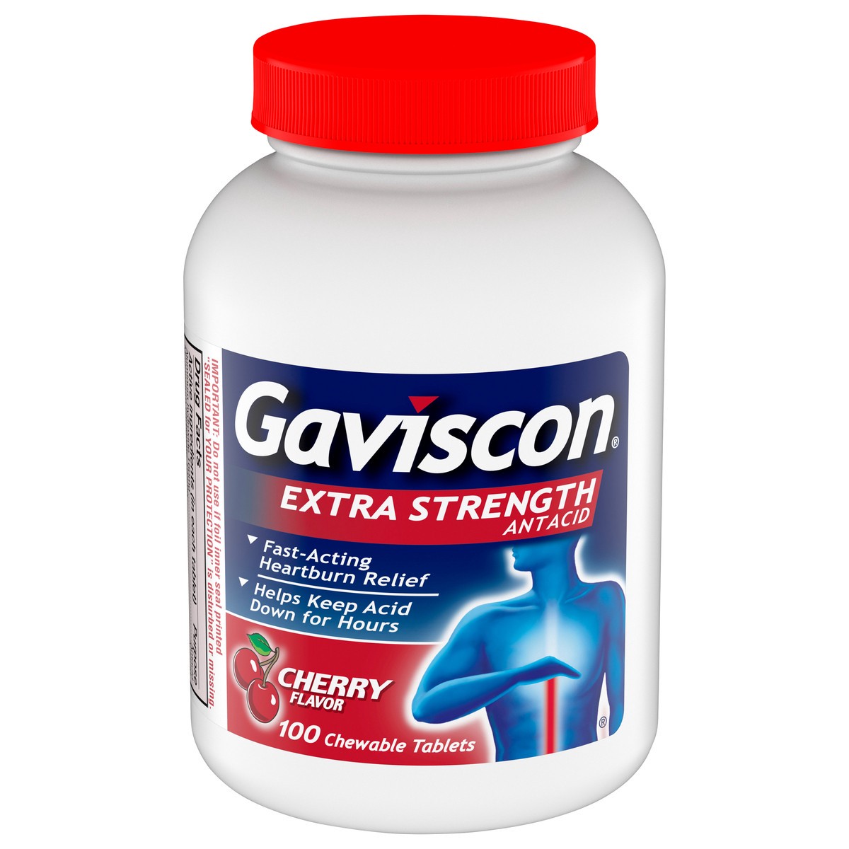slide 1 of 5, Gaviscon Extra Strength Cherry Chewable Tablet for Fast-Acting Heartburn Relief, 100 Count, 100 ct