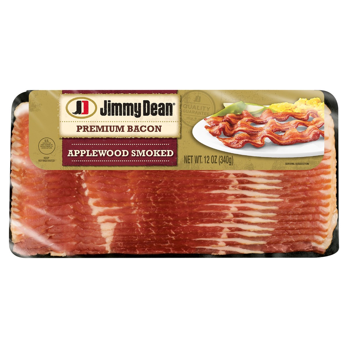 slide 4 of 5, Jimmy Dean Premium Applewood Smoked Bacon, 12 oz, 12 oz