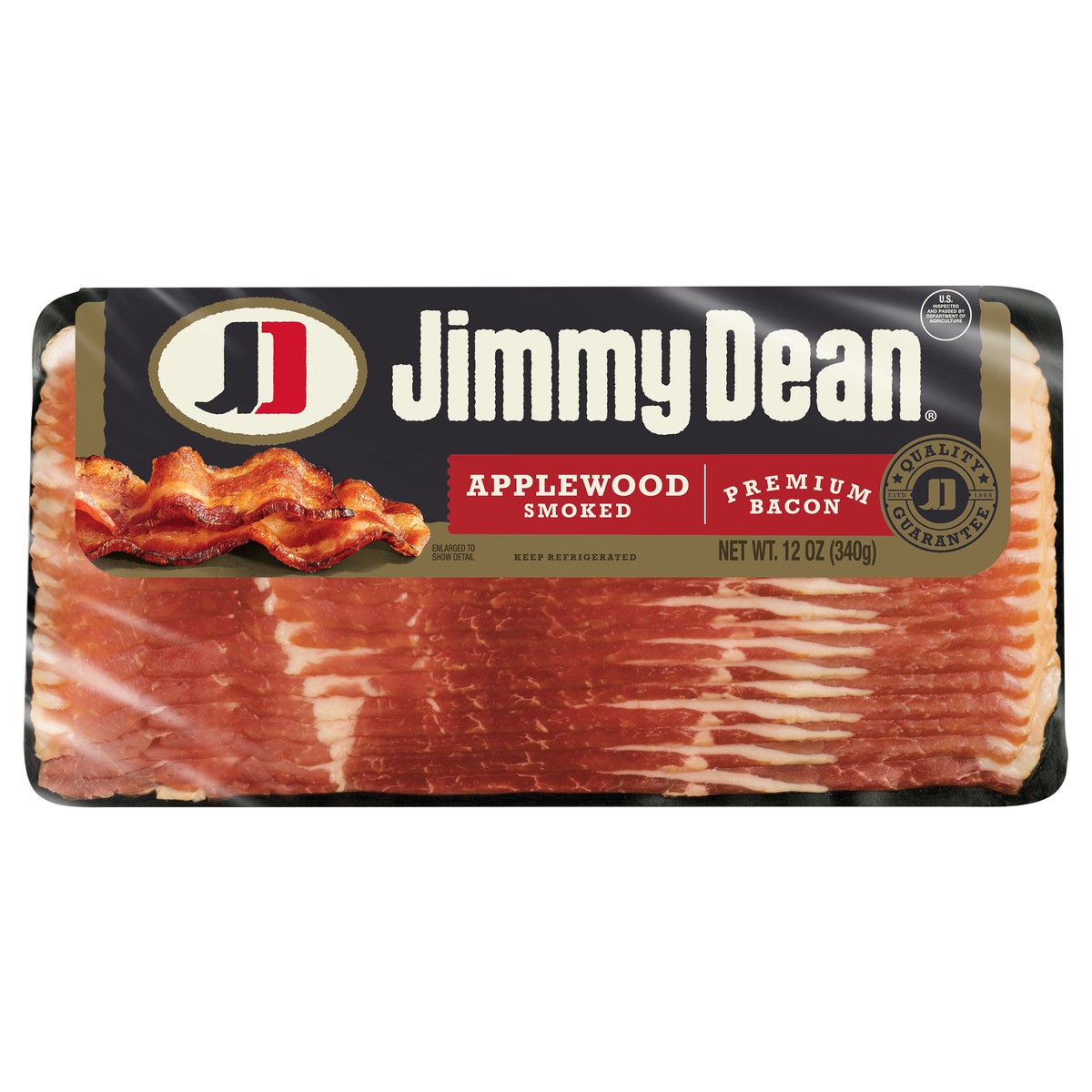 slide 1 of 5, Jimmy Dean Premium Applewood Smoked Bacon, 12 oz, 12 oz
