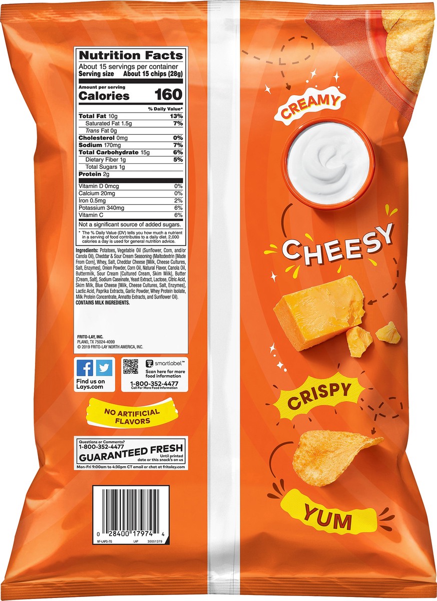 slide 3 of 3, Lay's Party Size Cheddar & Sour Cream Flavored Potato Chips 14.75 oz, 14.75 oz