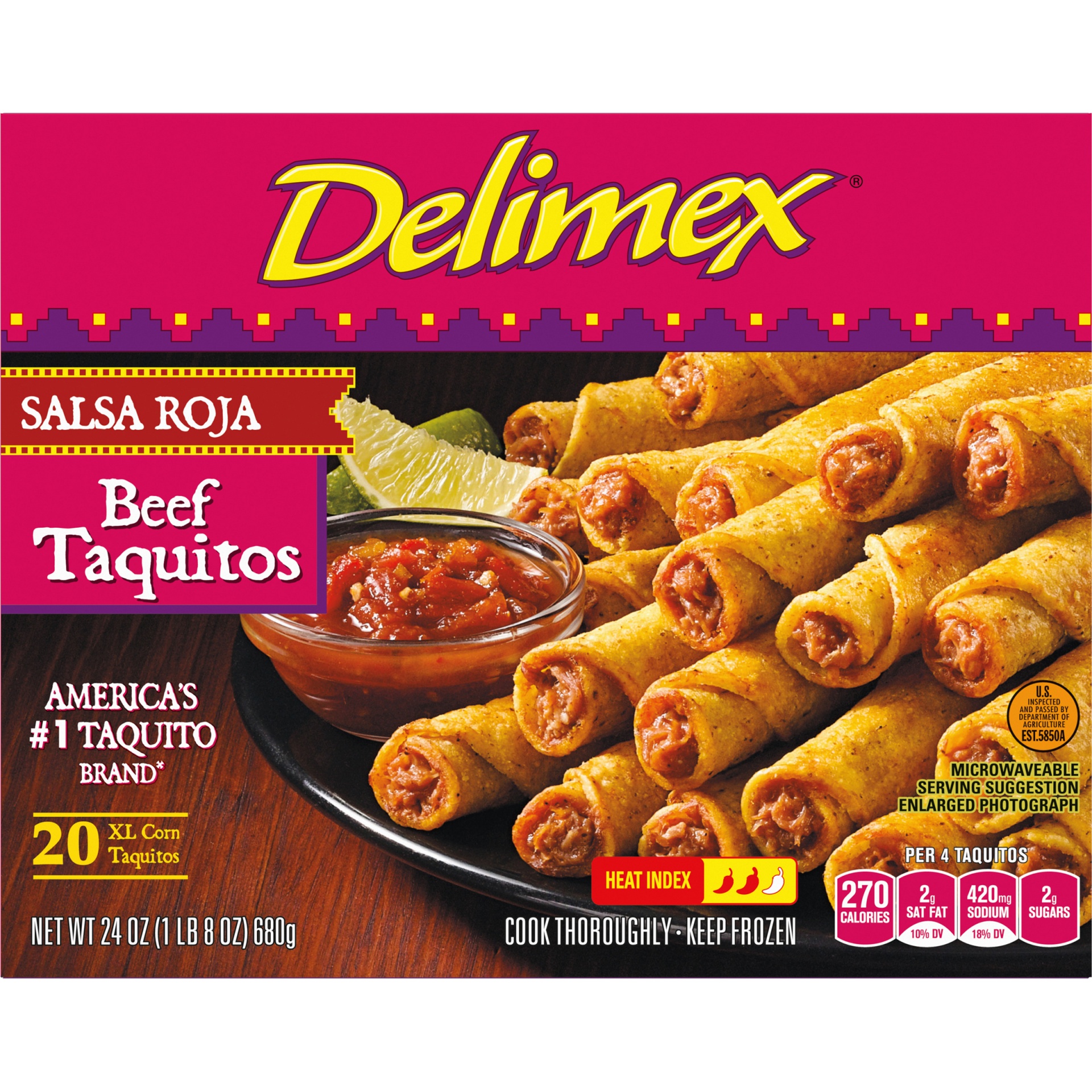 Delimex Salsa Roja Beef Corn Taquitos 24 oz Shipt