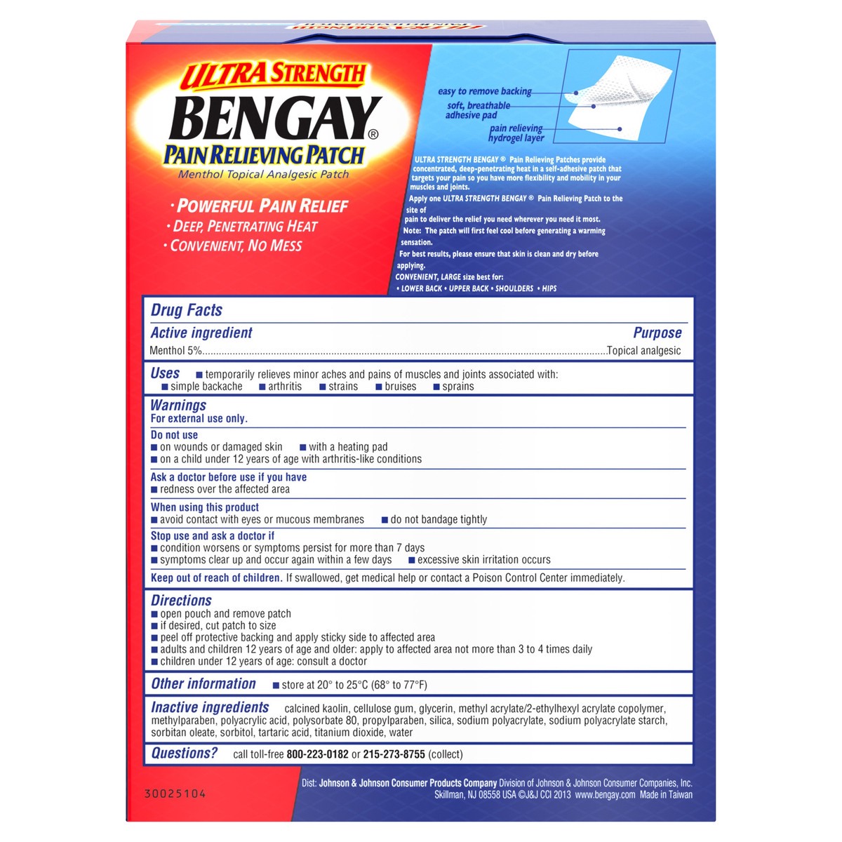 slide 2 of 6, BENGAY Ultra Strength Bengay Pain Relief Patch for Muscle, Pain, Large 3.9 x 7.9 inches, 4 Count, 4 ct