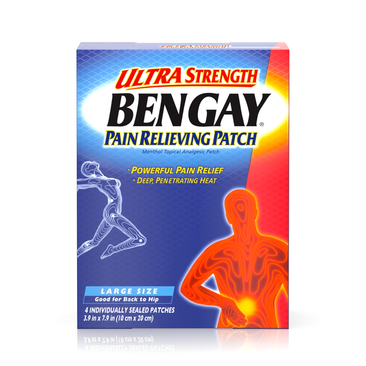 slide 1 of 6, BENGAY Large Size Ultra Strength Pain Relieving Patch, 4 ct