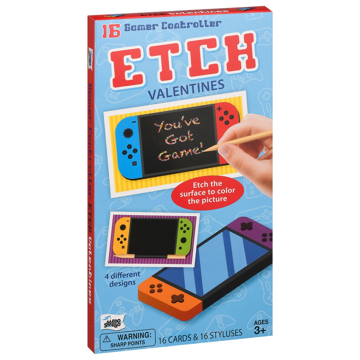 slide 10 of 12, Mello Smello Gamer Valentine Card Etch, 16 ct