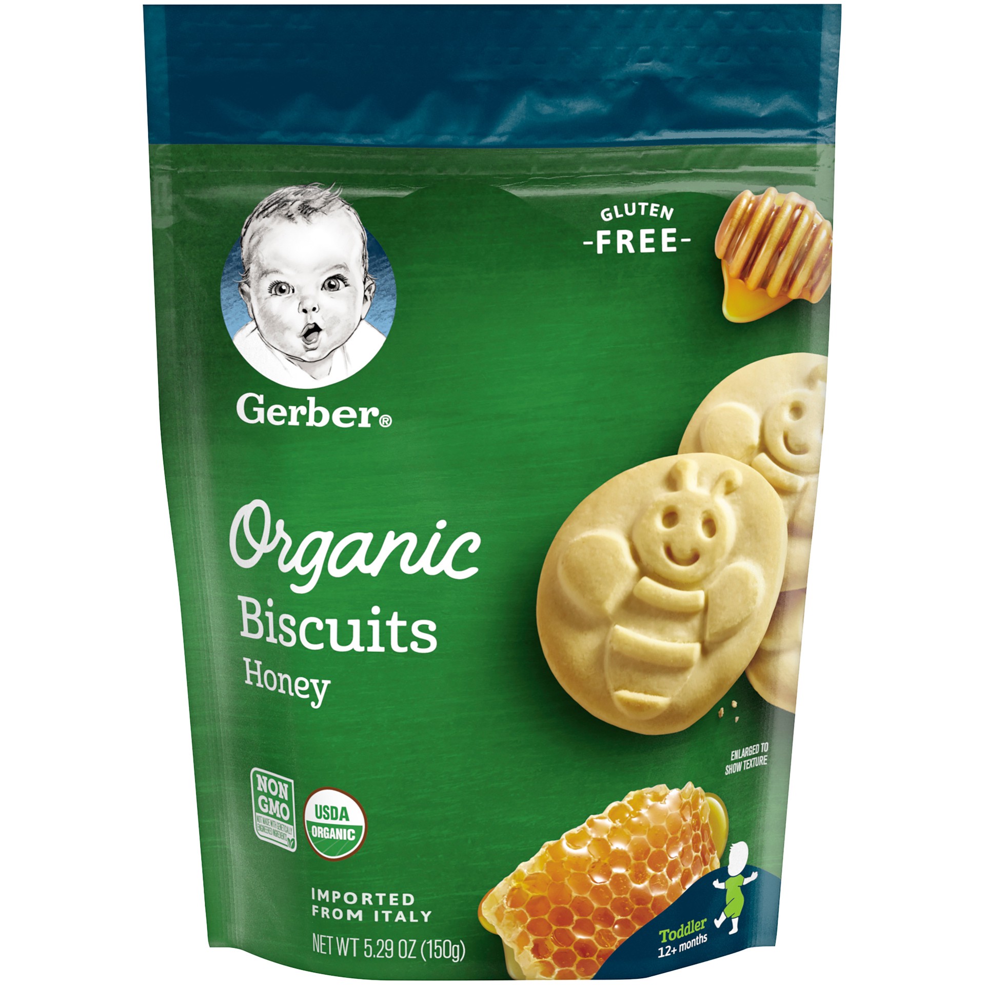 slide 1 of 8, Gerber Organic Gluten Free Honey Biscuits, 5.29 oz