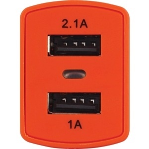 slide 1 of 1, PowerXcel Usb Wall Charger 2.1, Orange, 1 ct