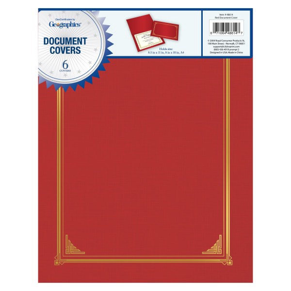 slide 3 of 3, Geographics Document Covers - Red, 6 ct