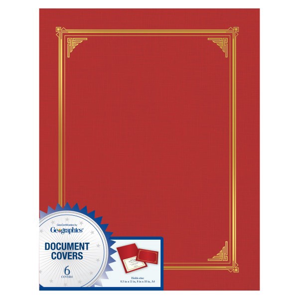 slide 1 of 3, Geographics Document Covers - Red, 6 ct