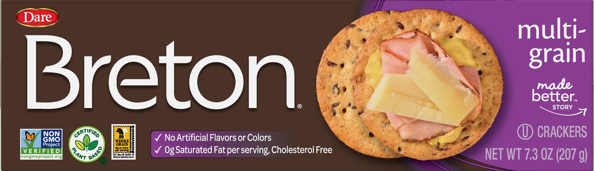 slide 2 of 9, Dare Breton Multi-Grain Crackers 7.3 oz, 7.3 oz
