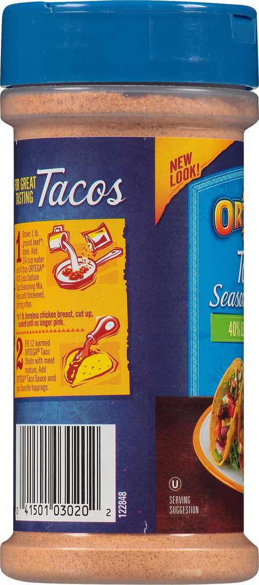 slide 8 of 8, Ortega 40% Less Sodium Taco Seasoning Mix Value Size 6.5 oz, 6.5 oz