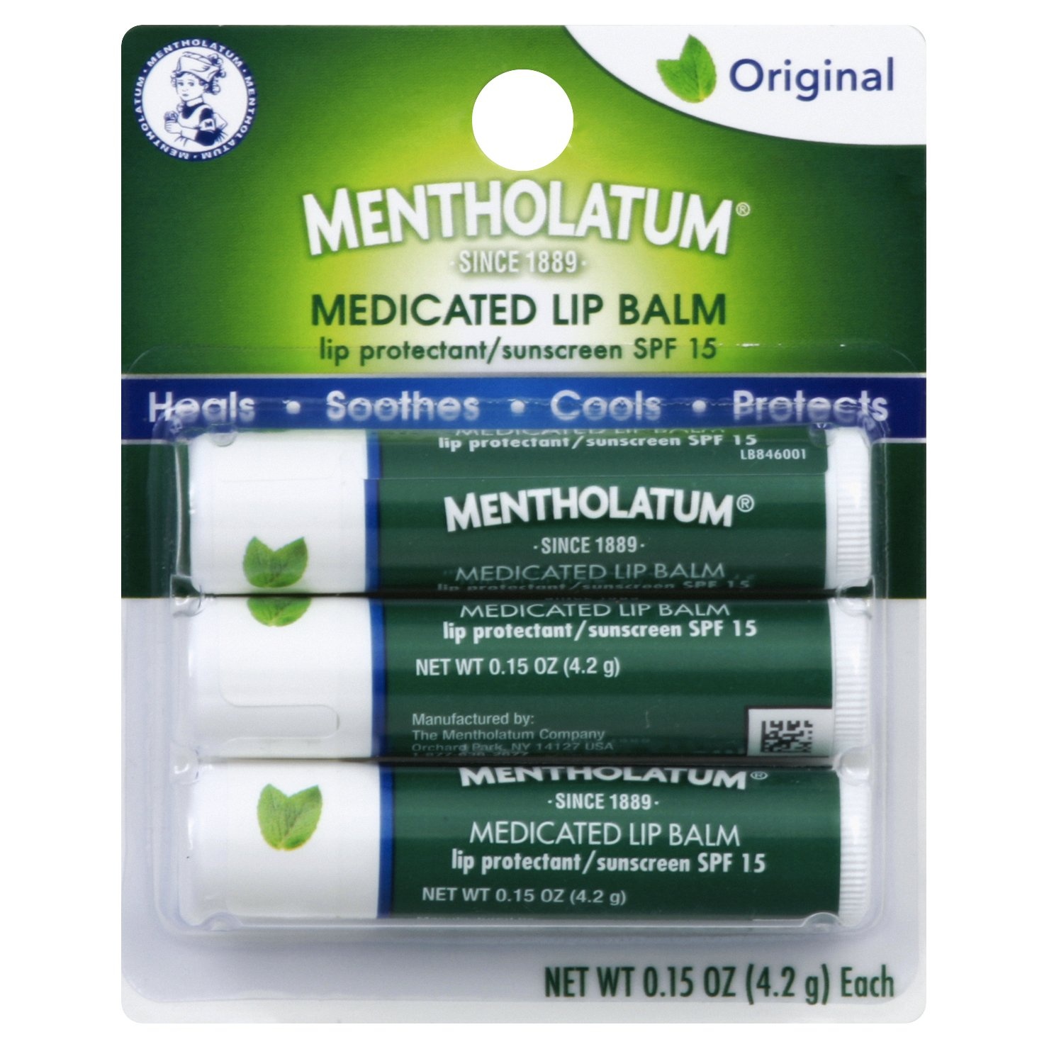 slide 1 of 1, Mentholatum Medicated Lip Balm - Original Flavor, 3 ct