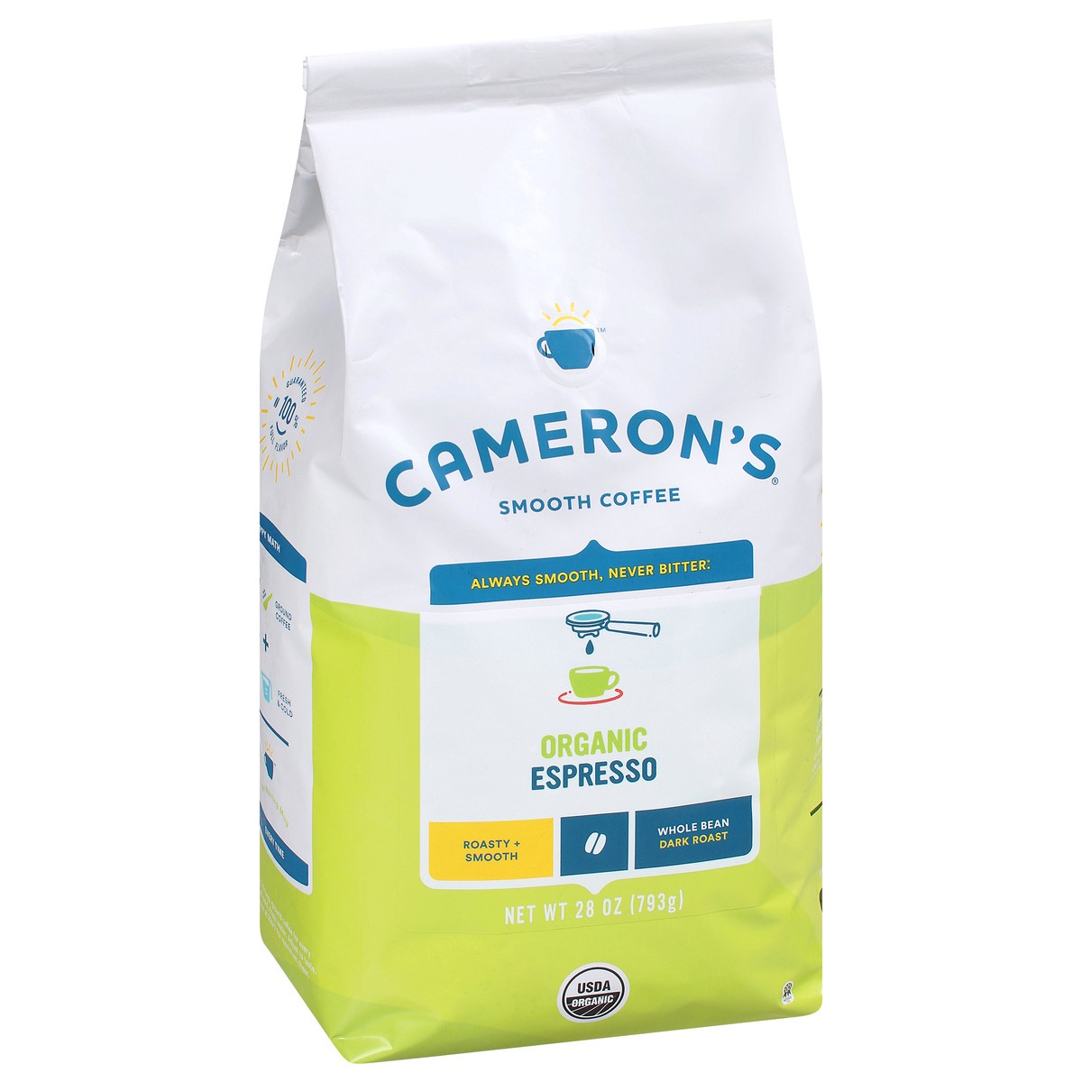 slide 4 of 9, Cameron's Organic Dark Roast Whole Bean Smooth Espresso Coffee 28 oz, 28 oz