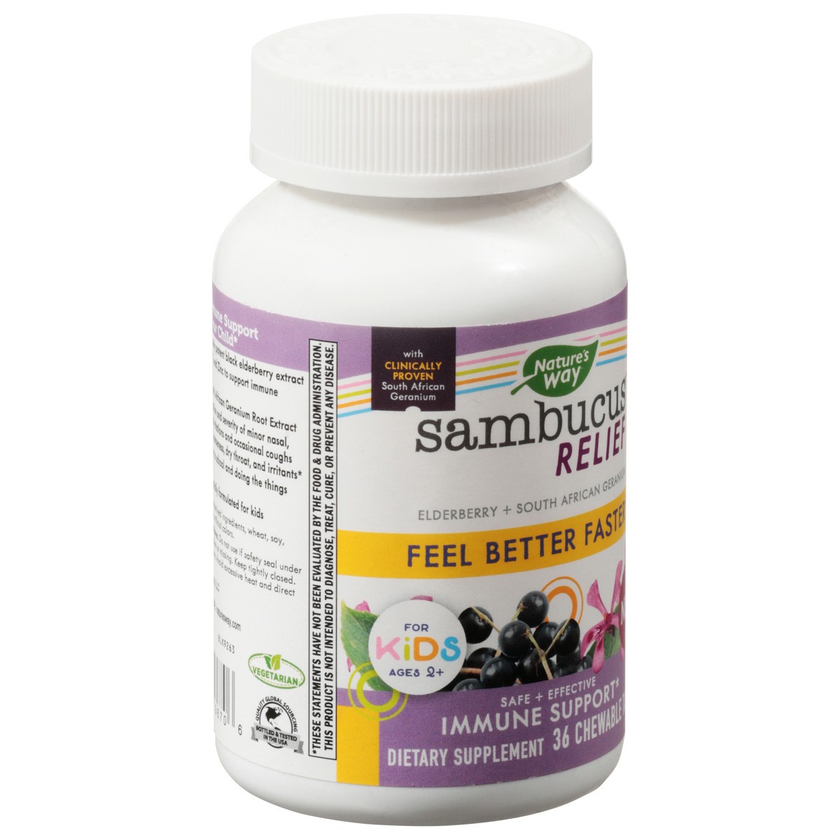 slide 4 of 9, Nature's Way Immune Support Sambucus Relief for Kids 36 Chewable Tablets, 36 ct
