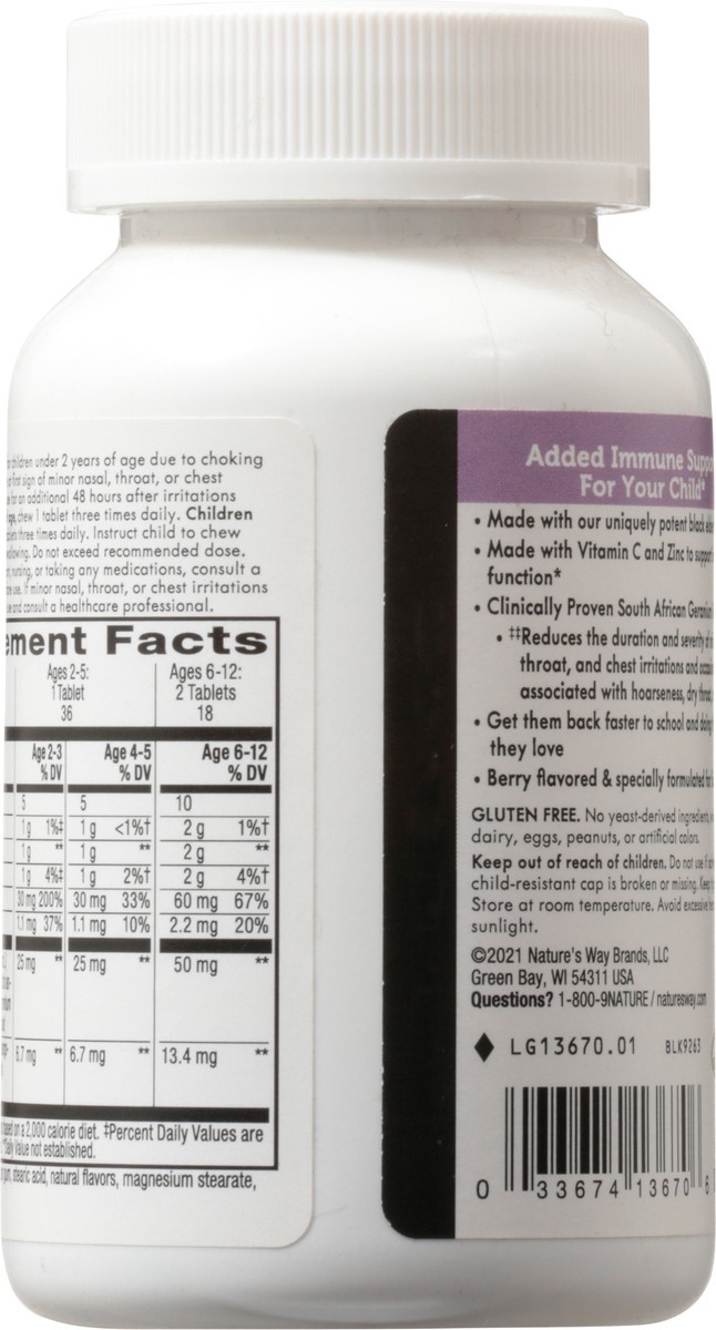 slide 5 of 9, Nature's Way Immune Support Sambucus Relief for Kids 36 Chewable Tablets, 36 ct