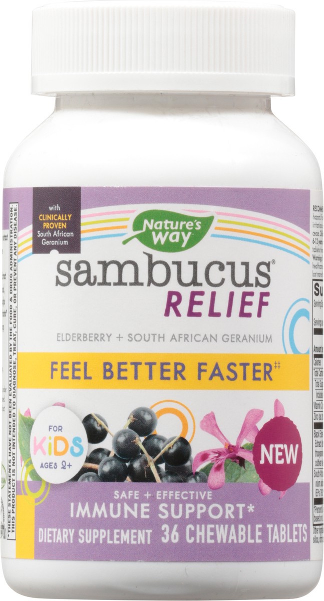 slide 9 of 9, Nature's Way Immune Support Sambucus Relief for Kids 36 Chewable Tablets, 36 ct