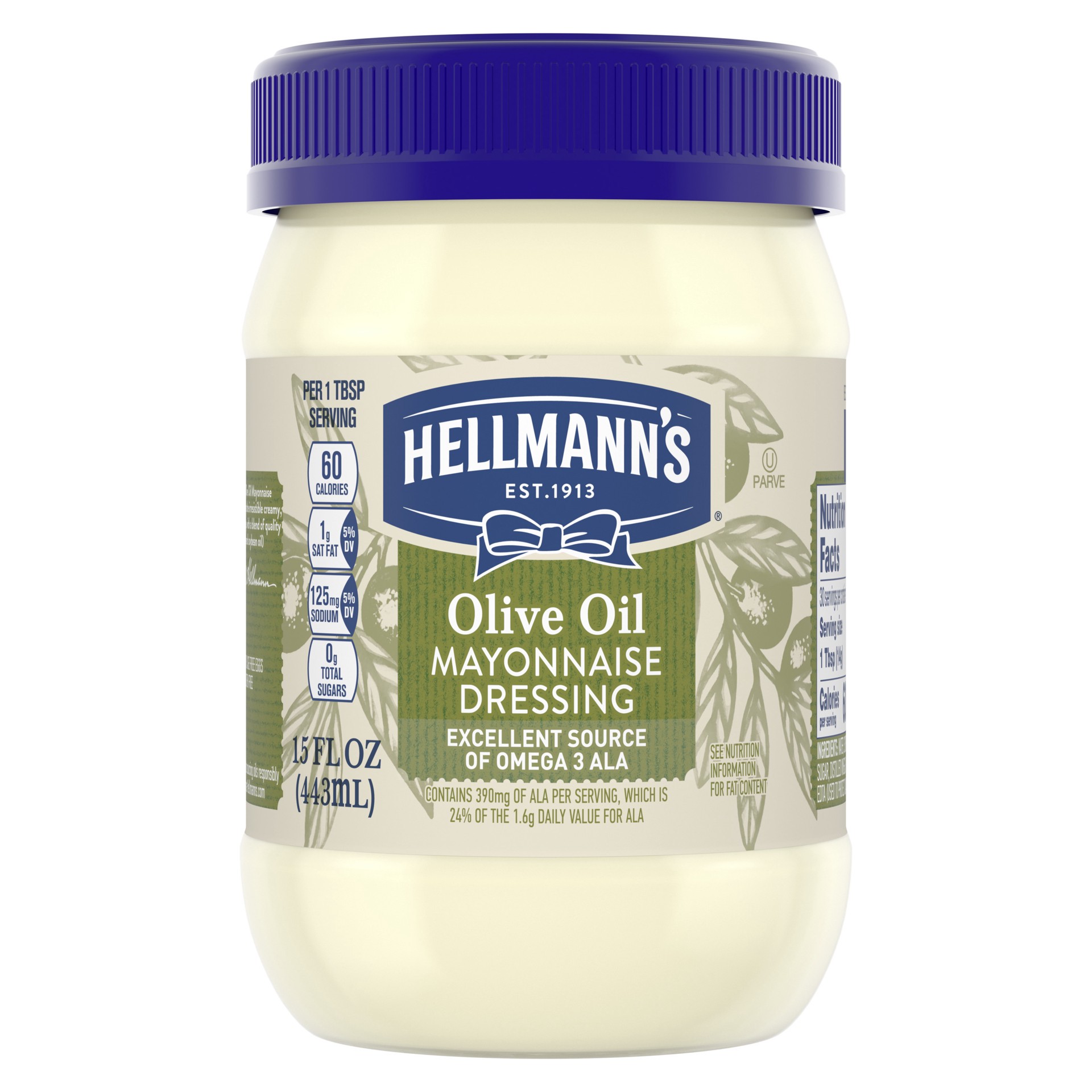 slide 1 of 4, Hellmann's Hellmanns Reduced Fat Mayonnaise Olive Oil, 15 fl oz