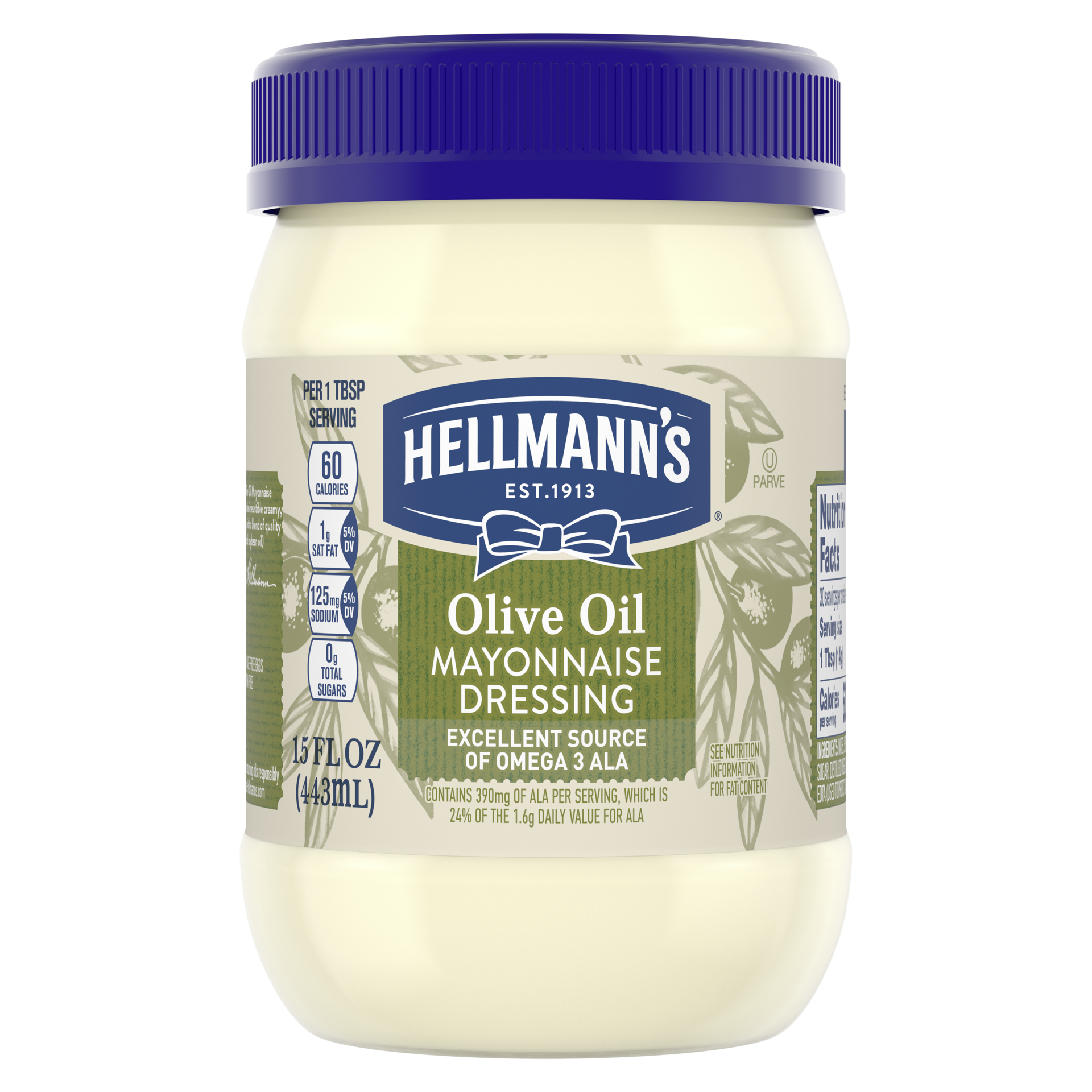 slide 4 of 4, Hellmann's Hellmanns Reduced Fat Mayonnaise Olive Oil, 15 fl oz