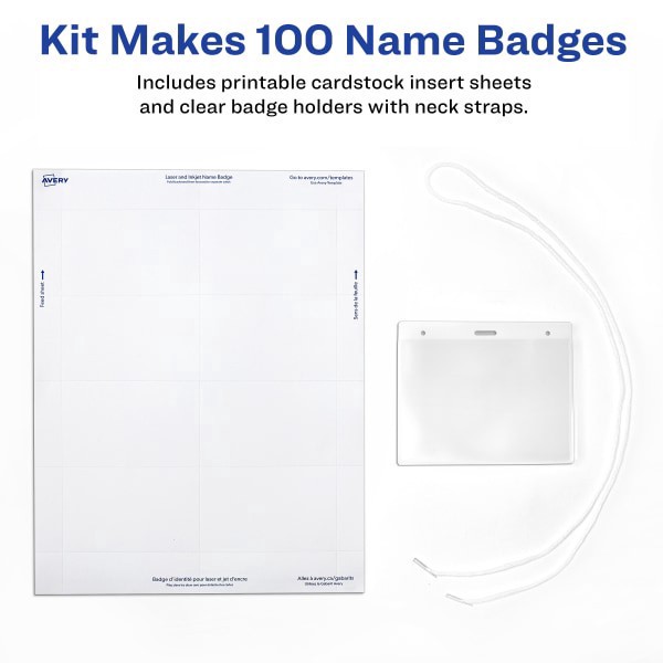 slide 4 of 7, Avery Hanging Name Badge Kit, 100 ct; 3 in x 4 in