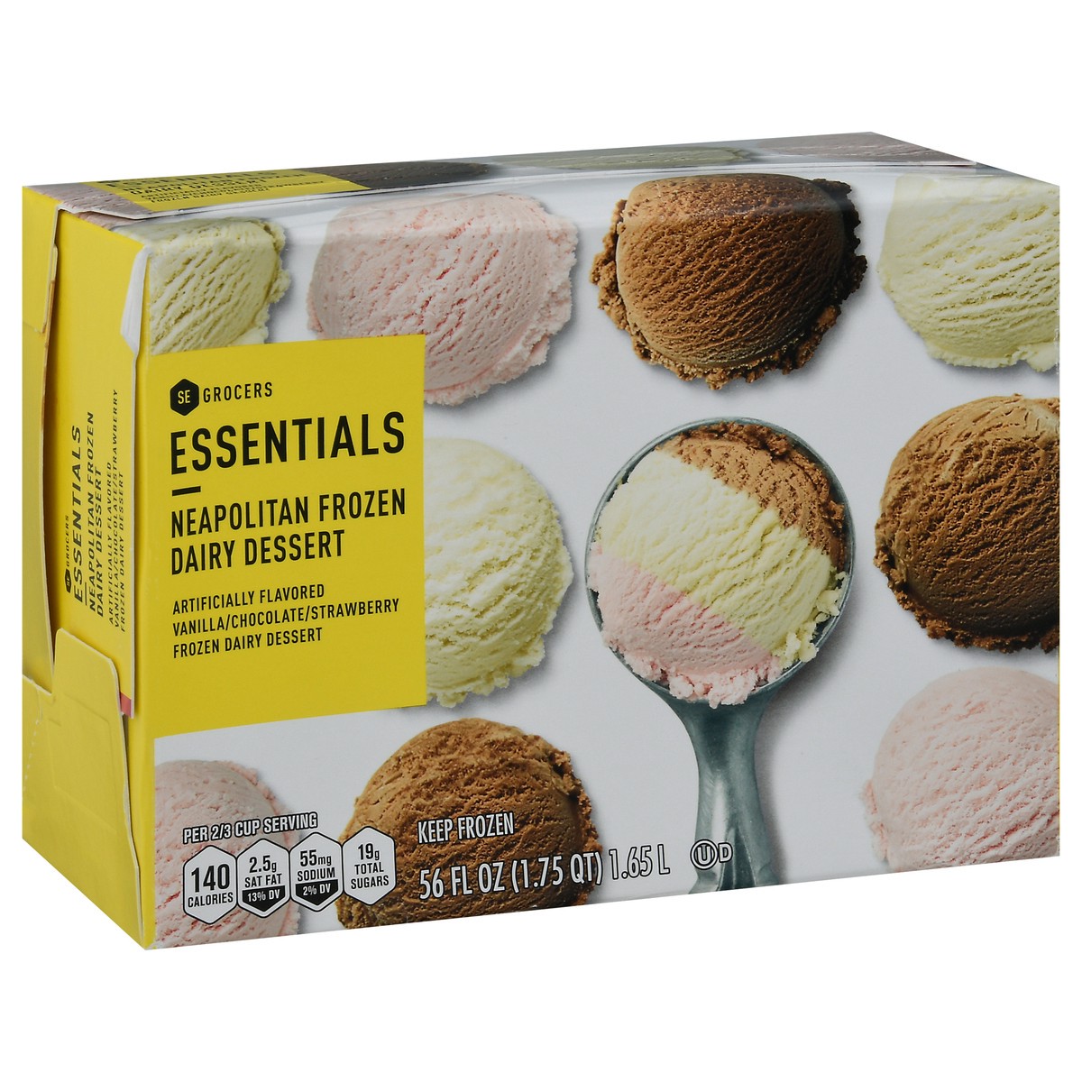 slide 2 of 14, Essentials Light Ice Cream - Neapolitan, 56 fl oz