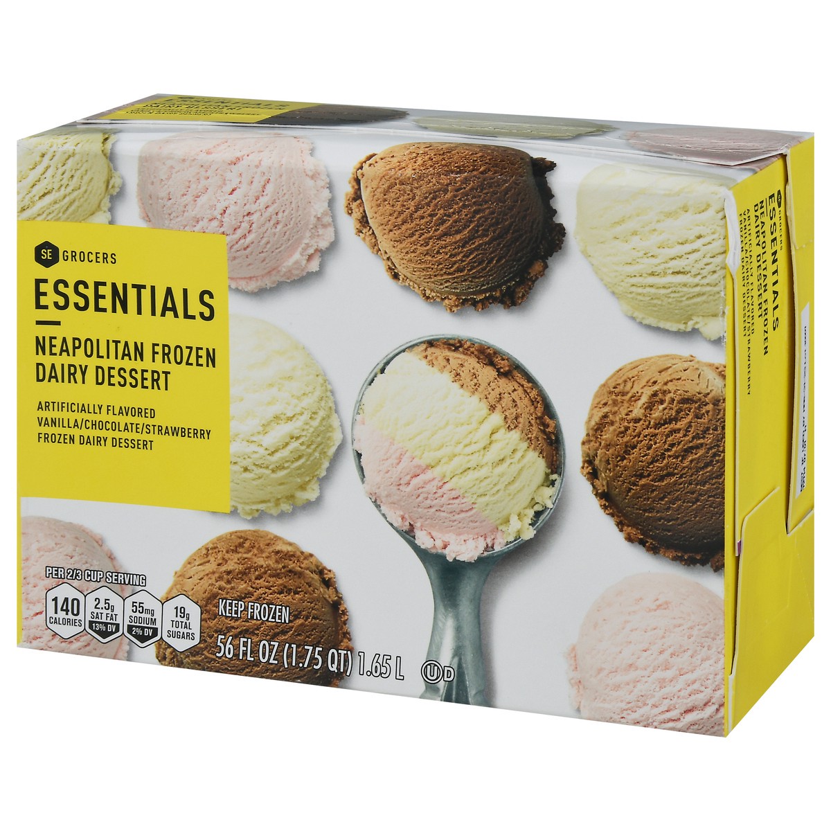 slide 7 of 14, Essentials Light Ice Cream - Neapolitan, 56 fl oz