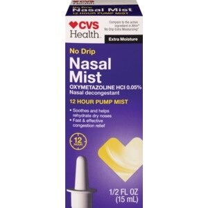 slide 1 of 1, CVS Health No Drip 12-Hour Relief Nasal Mist, Extra Moisture, 0.5 Fl Oz, 0.5 oz