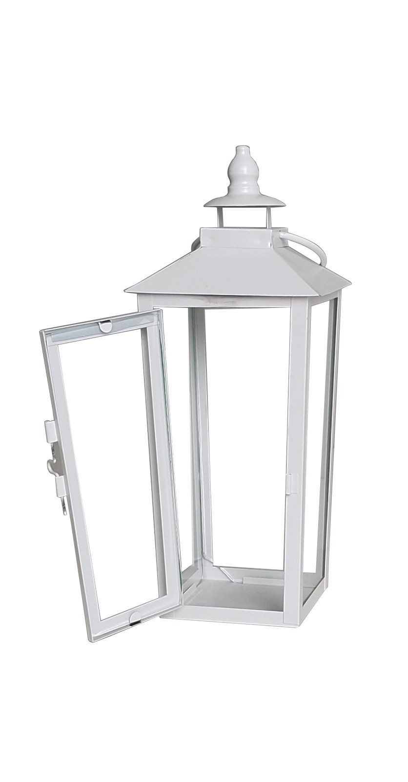 slide 2 of 5, 12.2" White Metal Lantern By Ashland, 5.12 in x 5.12 in x 12.2 in