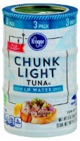 slide 1 of 1, Kroger Chunk Light Tuna In Water, 3 ct; 3 oz