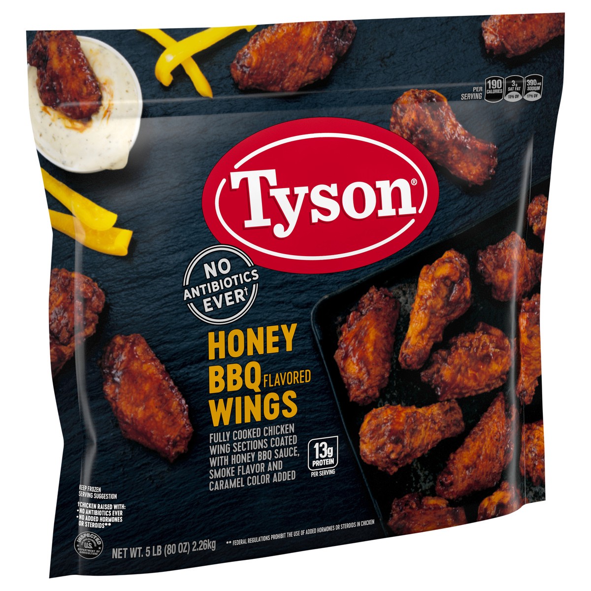 slide 3 of 9, Tyson Fully Cooked Honey BBQ Bone-In Chicken Wings, 5 lb. (Frozen), 2.27 kg