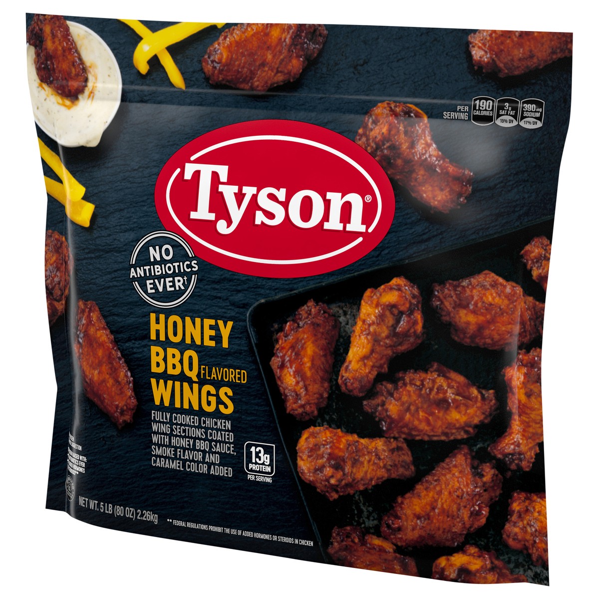 slide 4 of 9, Tyson Fully Cooked Honey BBQ Bone-In Chicken Wings, 5 lb. (Frozen), 2.27 kg