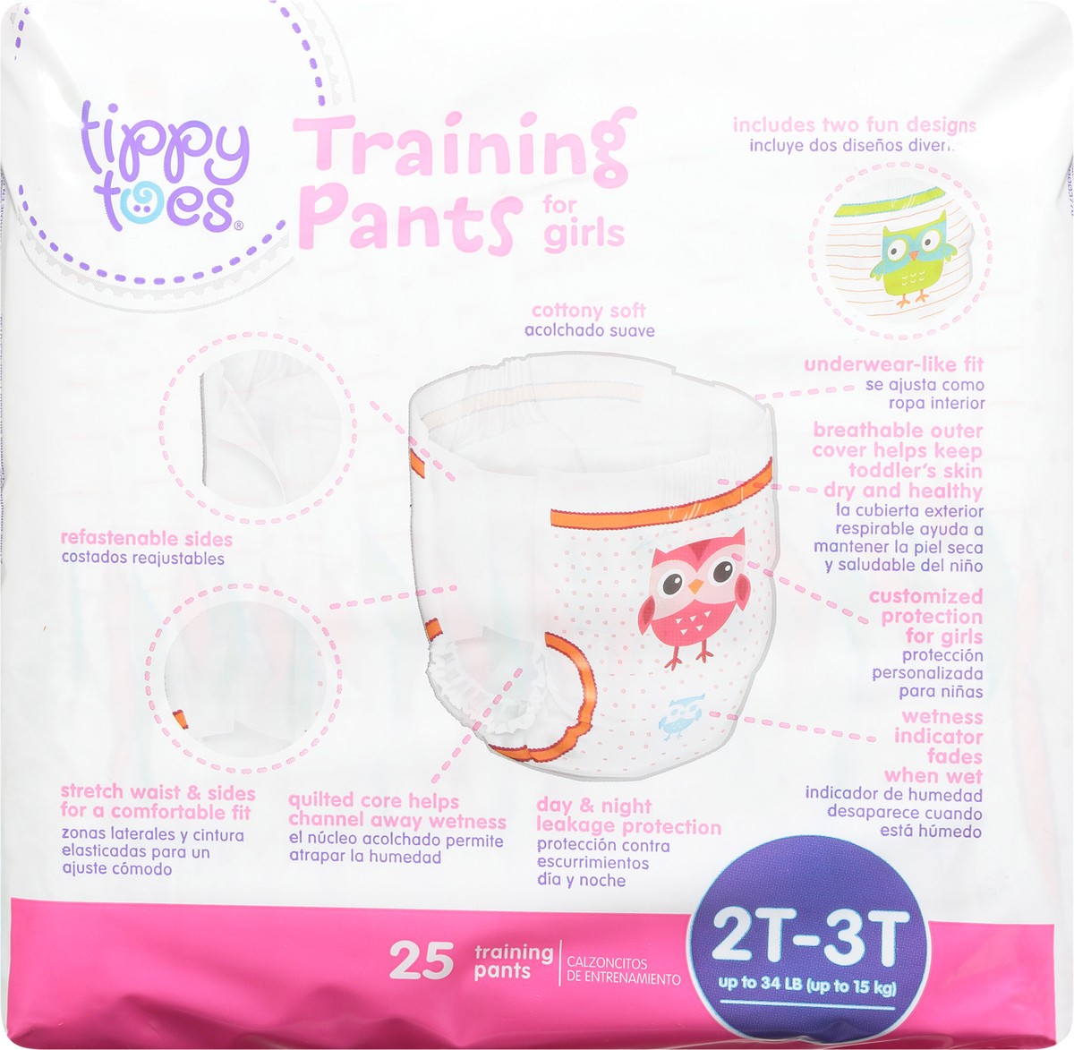 slide 2 of 13, Tippy Toes Training Pants for Girls 2T-3T 25 ea, 25 ct