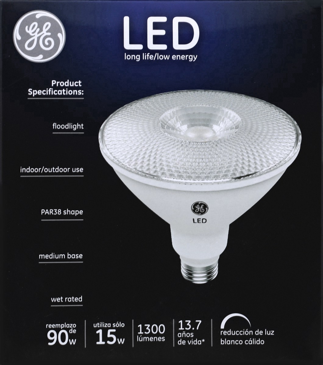 slide 8 of 9, General Electric LED 90W PAR38 Outdoor Floodlight Light Bulb Bright White, 1 ct