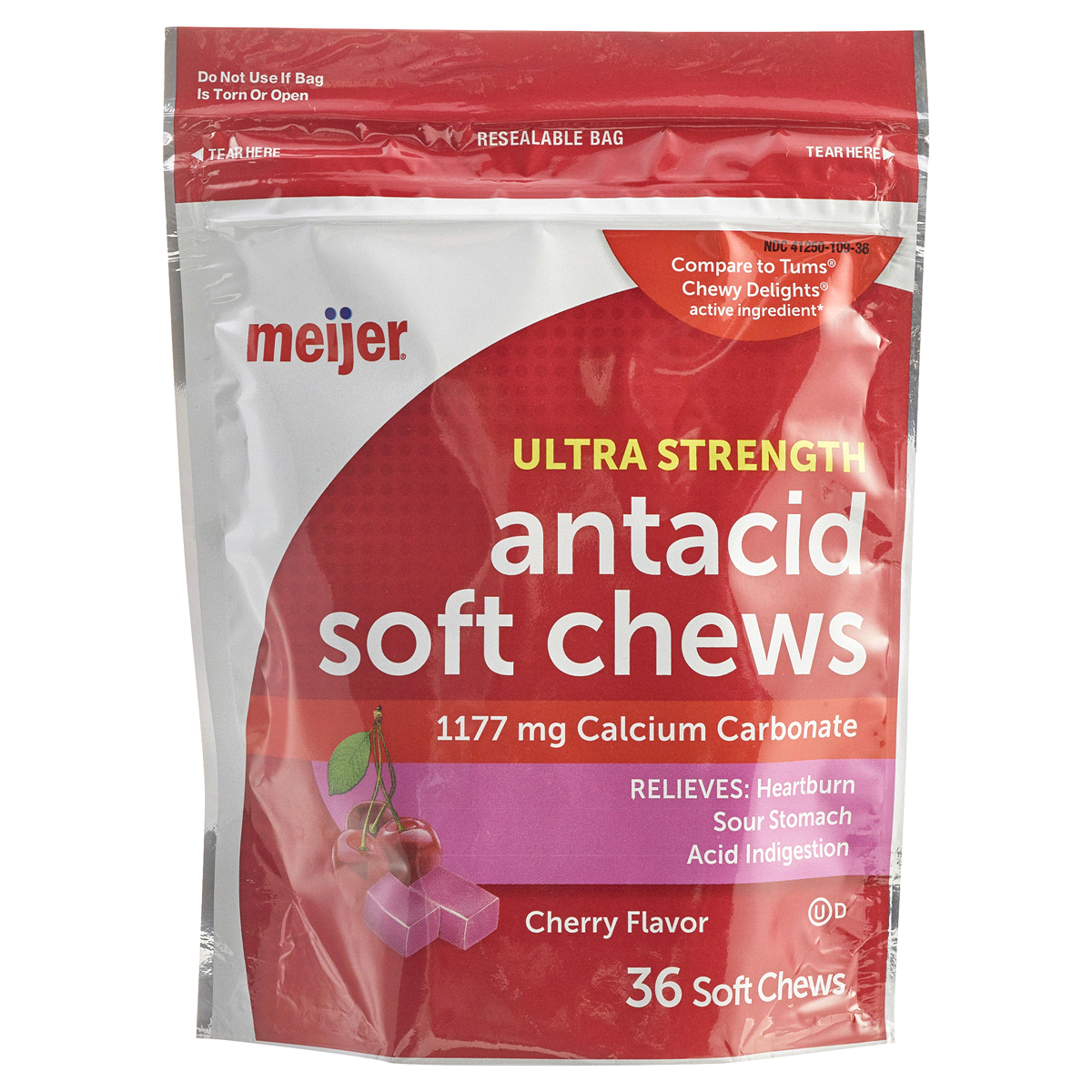 slide 1 of 5, Meijer Cherry Antacid Soft Chews, 36 ct