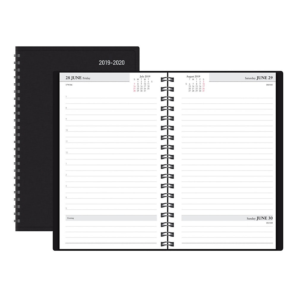 slide 1 of 1, Office Depot Brand 14-Month Daily Academic Planner, 5'' X 8'', 30% Recycled, Black, July 2019 To August 2020, 1 ct