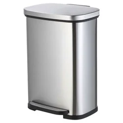 Home Zone Wide Rectangle Stainless Steel Trash Bin