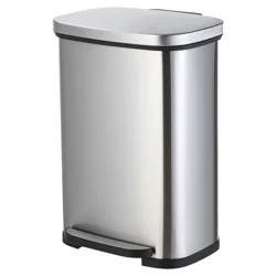 Home Zone Wide Rectangle Stainless Steel Trash Bin