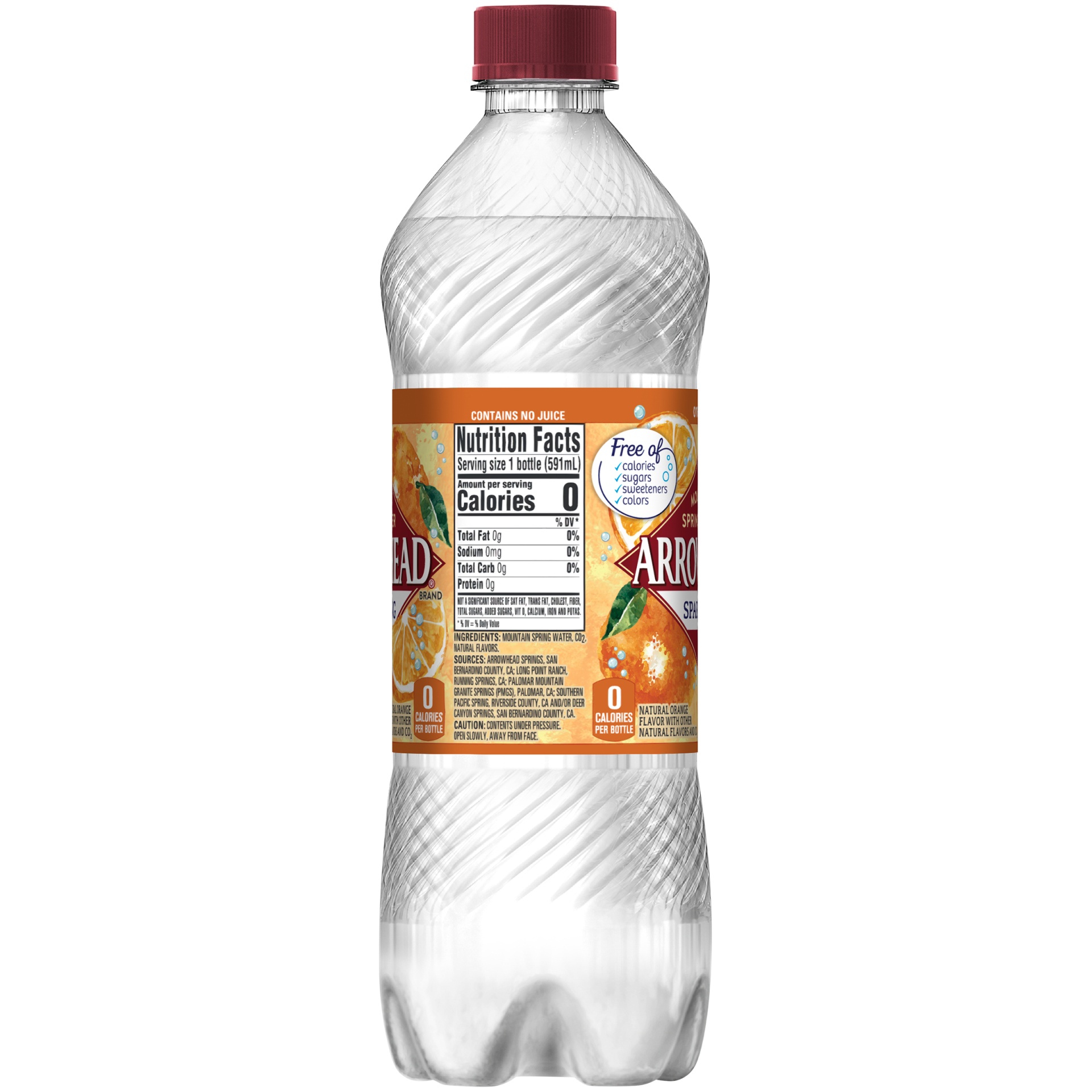 slide 2 of 6, Arrowhead Orange Sparkling Mountain Spring Water, 20 fl oz